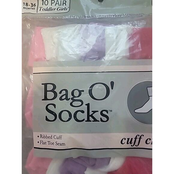 VTG 80s Bag O’ Socks 10-Pack Toddler 18–36M Cotton Socks NIP NOS Multi Color - Picture 2 of 5